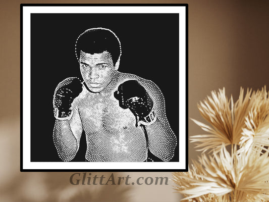 Crystal Art KIT, Mohammad Ali portrait , Swarovski Style Canvas cystals Art, Diy KIT on canvas.